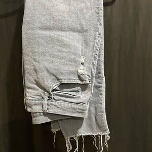Distressed Light Gray Denim Jeans